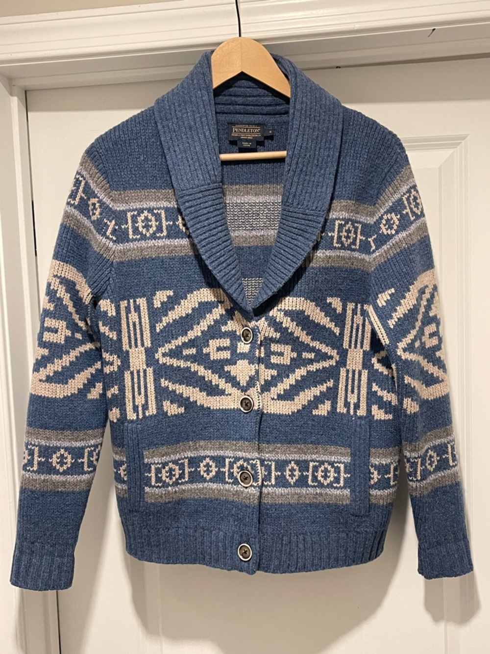 Pendleton Original Westerly Cardigan Sweater Shawl Collar Aztec Women's Small